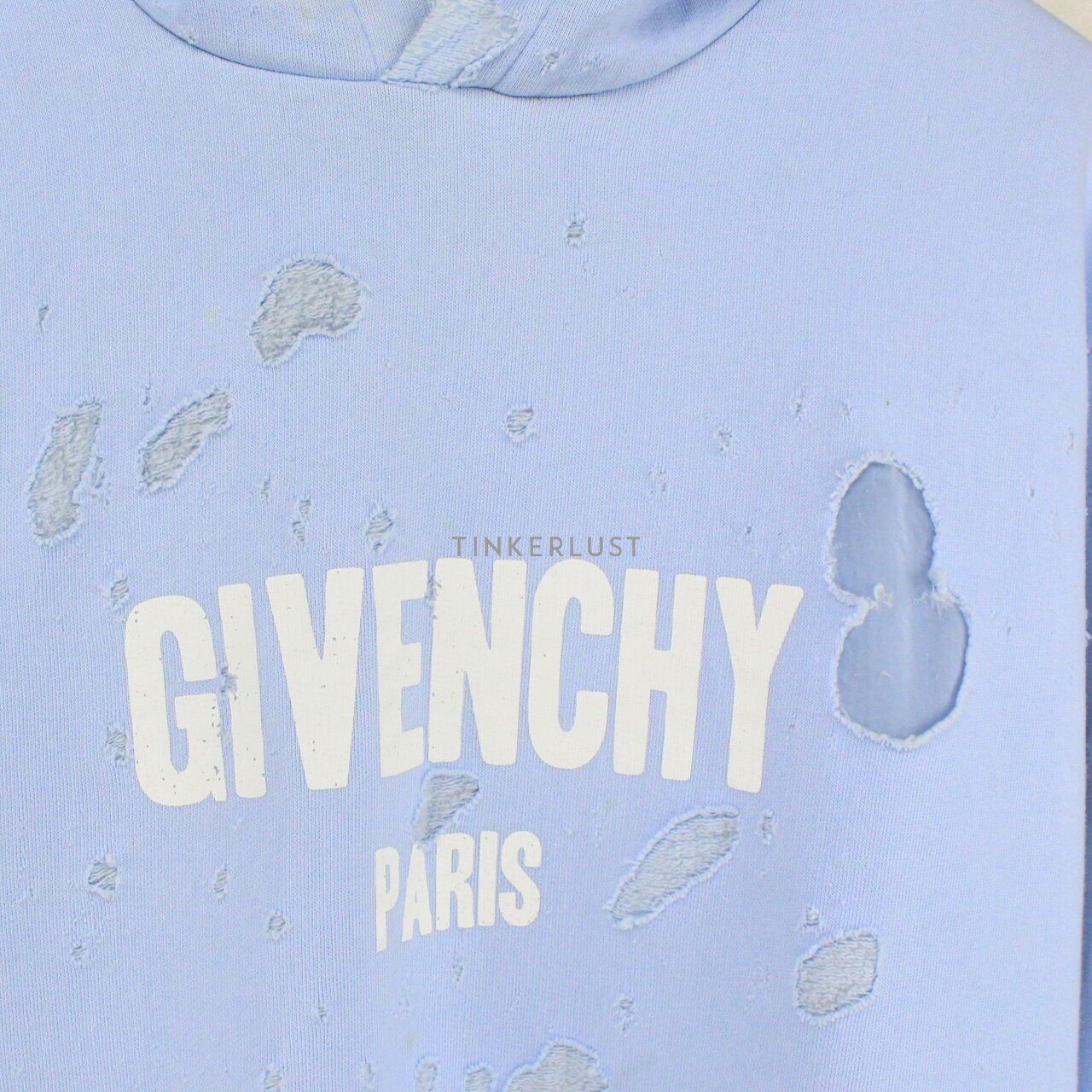 Givenchy blue destroyed on sale hoodie